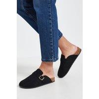 Dorothy Perkins Women's Aveline Faux Suede Closed Toe Footbed Mules in Natural Black | Size: 4