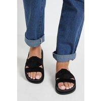 Dorothy Perkins Women's Isla Faux Suede Interwoven Footbed Mules in Natural Black | Size: 6