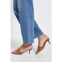 Dorothy Perkins Women's Trisha Faux Suede Interwoven Kitten Heels Mules in Mocha | Size: 4