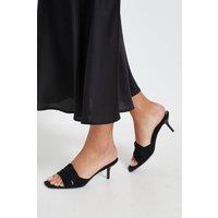 Dorothy Perkins Women's Trisha Faux Suede Interwoven Kitten Heels Mules in Natural Black | Size: 6
