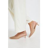 Dorothy Perkins Women's Faelina Faux Leather Slingback Kitten Heel Court Shoes in Beige | Size: 6