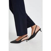 Dorothy Perkins Women's Faelina Faux Leather Slingback Kitten Heel Court Shoes in Black | Size: 6