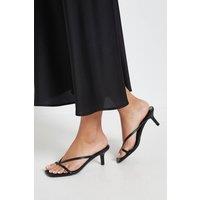 Dorothy Perkins Women's Willow Faux Leather Toe Post Kitten Heel Mules in Black | Size: 5