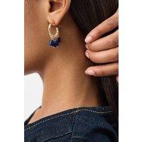 Accessorize Women's Bead Charm Hoop Earrings in Blue