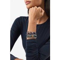 Accessorize Women's 11-Pack Semi Precious Bead Stretch Bracelets in Blue