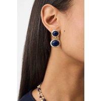 Accessorize Women's Oval Stone Drop Earrings in Blue