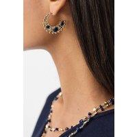Accessorize Women's Textured Crescent Moon Hoop Earrings in Blue
