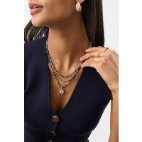 Accessorize Women's Layered Beaded Pendant Necklace in Blue