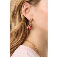 Accessorize Women's Strawberry Charm Hoop Earrings in Gold