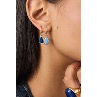 Accessorize Women's 3-Pack Mother of Pearl Stone Huggie Hoop Earrings in Blue