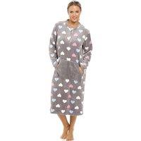 Camille Women's Multicoloured Heart Print Supersoft Grey Lounger | Size: 10-12