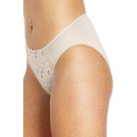 Camille Women's Three Pack Lace Front HI-Leg Briefs in Beige | Size: 14