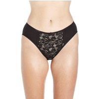 Camille Women's Three Pack Lace Front HI-Leg Briefs in Black | Size: 12