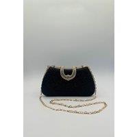 SVNX Women's Black Shimmer Clutch Bag