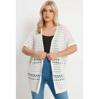 Yours Women's Crochet Kimono Cardigan in White | Size: 22-24