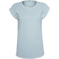 Build Your Brand Women's Extended Shoulder T-Shirt in Blue | Size: Medium