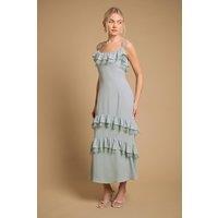 Oasis Women's Cape Detail Ruffle Slip Midaxi Dress in Mint | Size: 12