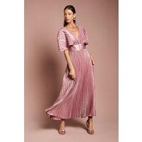 Coast Women's Batwing Pleated Metallic Midaxi Dress in Pink | Size: 8