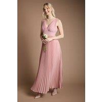 Coast Women's Pleated Plunge Neck Maxi Bridesmaid Dress in Antique Rose | Size: 18