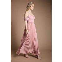 Coast Women's Bardot Pleated Maxi Bridesmaid Dress in Antique Rose | Size: 16