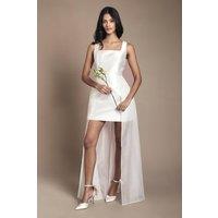 Coast Women's Petite Twill Mini Wedding Dress With Organza Skirt in Ivory | Size: 4