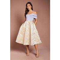 Coast Women's Shoulder Bandage Midi Dress With Jacquard Skirt in Light Blue | Size: 14