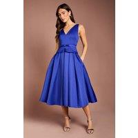 Coast Women's Structured Satin Pleated Peplum Midi Dress in Cobalt | Size: 10