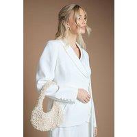 Coast Women's Katie Pearl Detail Shaped Shoulder Bag in Champagne