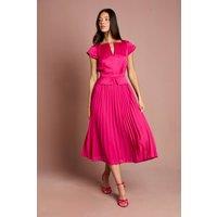 Coast Women's Cap Sleeve Pleated Skirt Midi Wedding Guest Dress in Pink | Size: 14