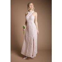 Coast Women's Lace Cross Neck Bridesmaid Maxi Dress in Blush | Size: 16