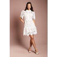 Coast Women's Lace Shirt Mini Belted Dress in Ivory | Size: 14