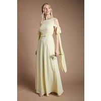 Coast Women's Bow Sleeve Chiffon Bridesmaid Maxi Dress in Lemon | Size: 14