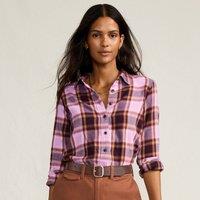 Lands' End Women's Petite Long Sleeve Flannel Boyfriend Shirt in Pink | Size: 10-12