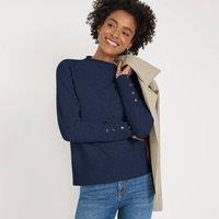 Lands' End Women's Soft Touch Button Cuff Jumper in Navy | Size: 10-12