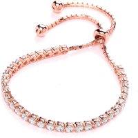 Jewelco London Women's Rose Silver CZ Tennis Eternity Adjustable Slider Bracelet 4mm in Rose Gold