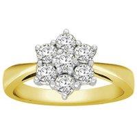Jewelco London Women's 18ct Gold 1ct Diamond 7 Stone Flower Cluster Ring 11mm | Size: Z