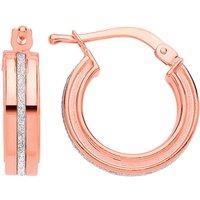 Jewelco London Women's Rose Silver Square Tube Moondust Groove Hoop Earrings 15mm in Rose Gold