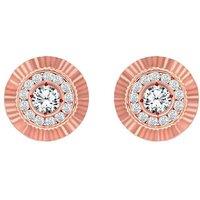 Jewelco London Women's 9ct Rose Gold CZ Fluted Bezel Sunburst Stud Earrings, 10mm