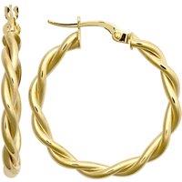 Jewelco London Women's 9ct Gold Plain Twisted Double Interlocked 3mm Hoop Earrings 25mm