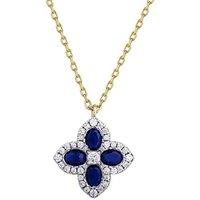 Jewelco London Women's Gold-plated Silver Blue CZ Pointed Quatrefoil Clover Necklace in Gold