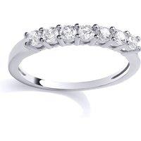 Jewelco London Women's Silver CZ 7 Stone Shared Claw Pave Half Eternity Ring | Size: N