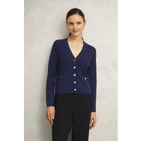 Hobbs London Women's Yasmin Long Sleeve V-Neck Cardigan in Dark Navy | Size: XS
