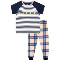 Harry Bear Girl's Sleep Stripe Pattern Pyjamas in Blue | Size: 6-7 Years