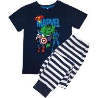 Avengers Assemble Boy's Long Pyjama Set in Navy | Size: 6-7 Years