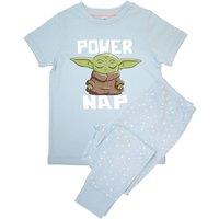 Star Wars Girl's Power Nap Short-Sleeved Long Pyjama Set in Baby Blue | Size: 4-5 Years