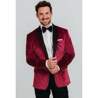 Dobell Men's Burgundy Velvet 2 Piece Tuxedo with Contrast Shawl Lapel | Size: 50R