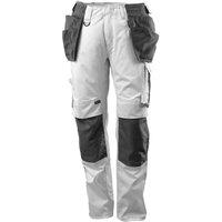 Mascot Men's Unique Two Tone Knee Pad Pockets Work Trousers in White | Size: 40.5L