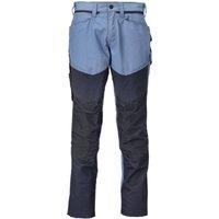 Mascot Men's Customised Colour Block Knee Pad Pockets Work Trousers in Blue | Size: 34R