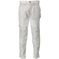 Mascot Men's Customised Colour Block Knee Pad Pockets Work Trousers in White | Size: 34R