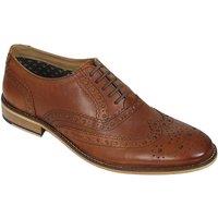 Roamers Men's Tartan Leather Brogue Detailing Gibson Shoes in Tan | Size: 9